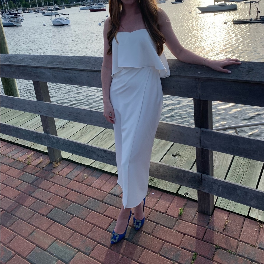 Lulu’s White Strapless Midi Dress